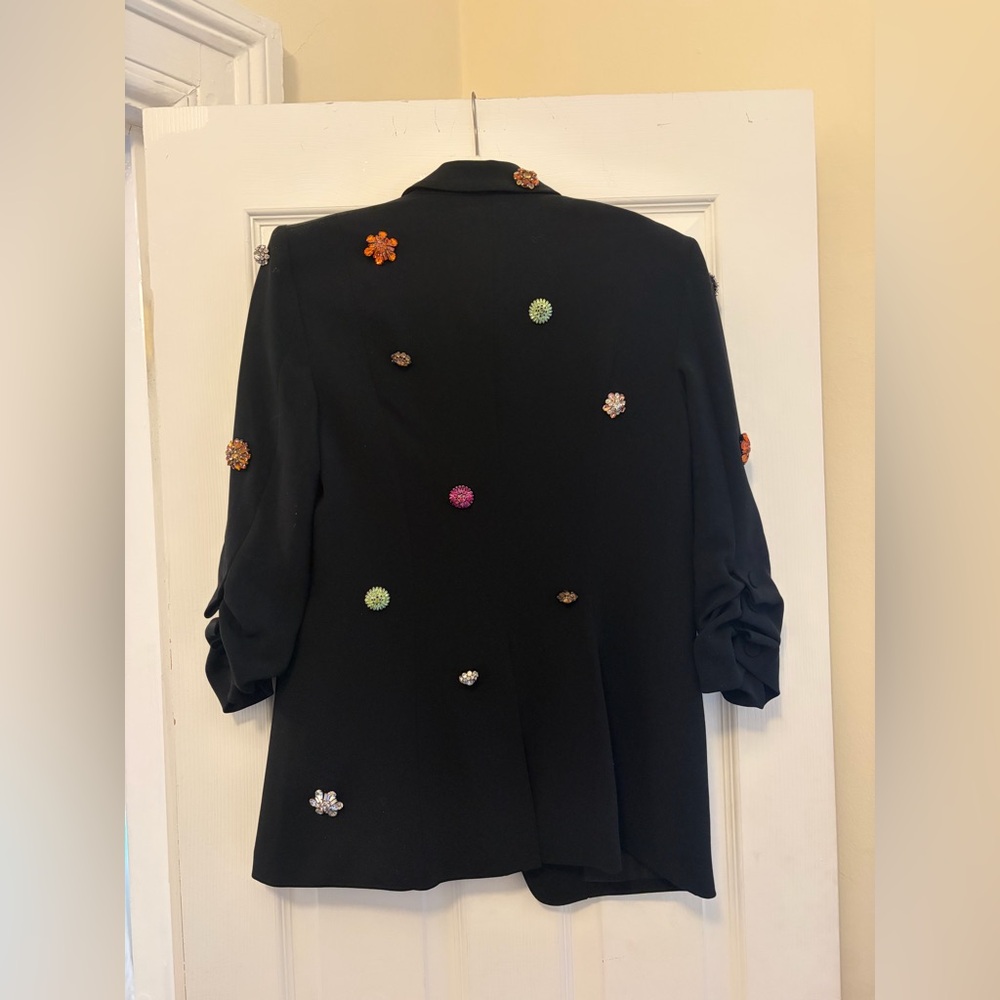 Cinq à Sept Black Blazer with Colorful Embellishments/ Jewels - Picture 2 of 6